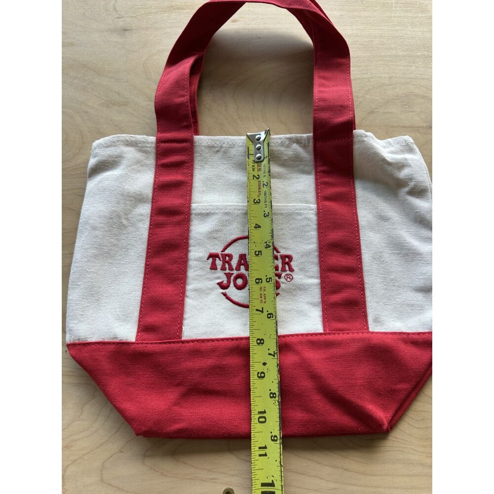 NWT Trader Joe’s Mini Canvas Tote Bag Red Limited Edition Reusable Grocery Tote - Picture 3 of 4